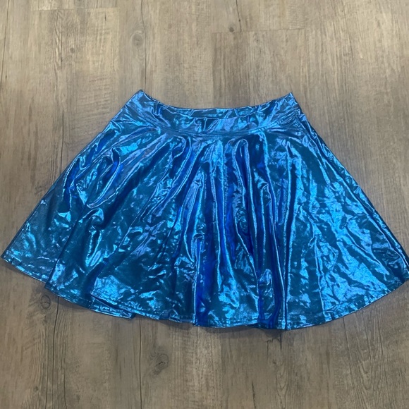 Light Blue Metallic Skirt - Picture 1 of 3